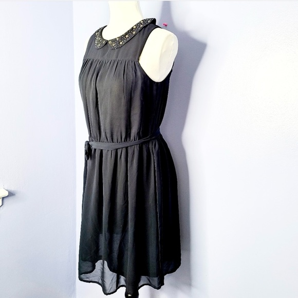 LOFT Navy Blue Dress w/Crystal Embellished Collar - Picture 6 of 7